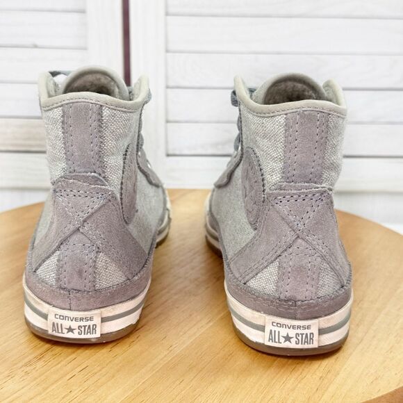 Converse Elsie Linen Suede Sherpa Lined High Top Sneakers Taupe Gray 6.5 - Picture 6 of 11